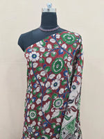 Chocolate Brown Kalamkari Kota Saree 