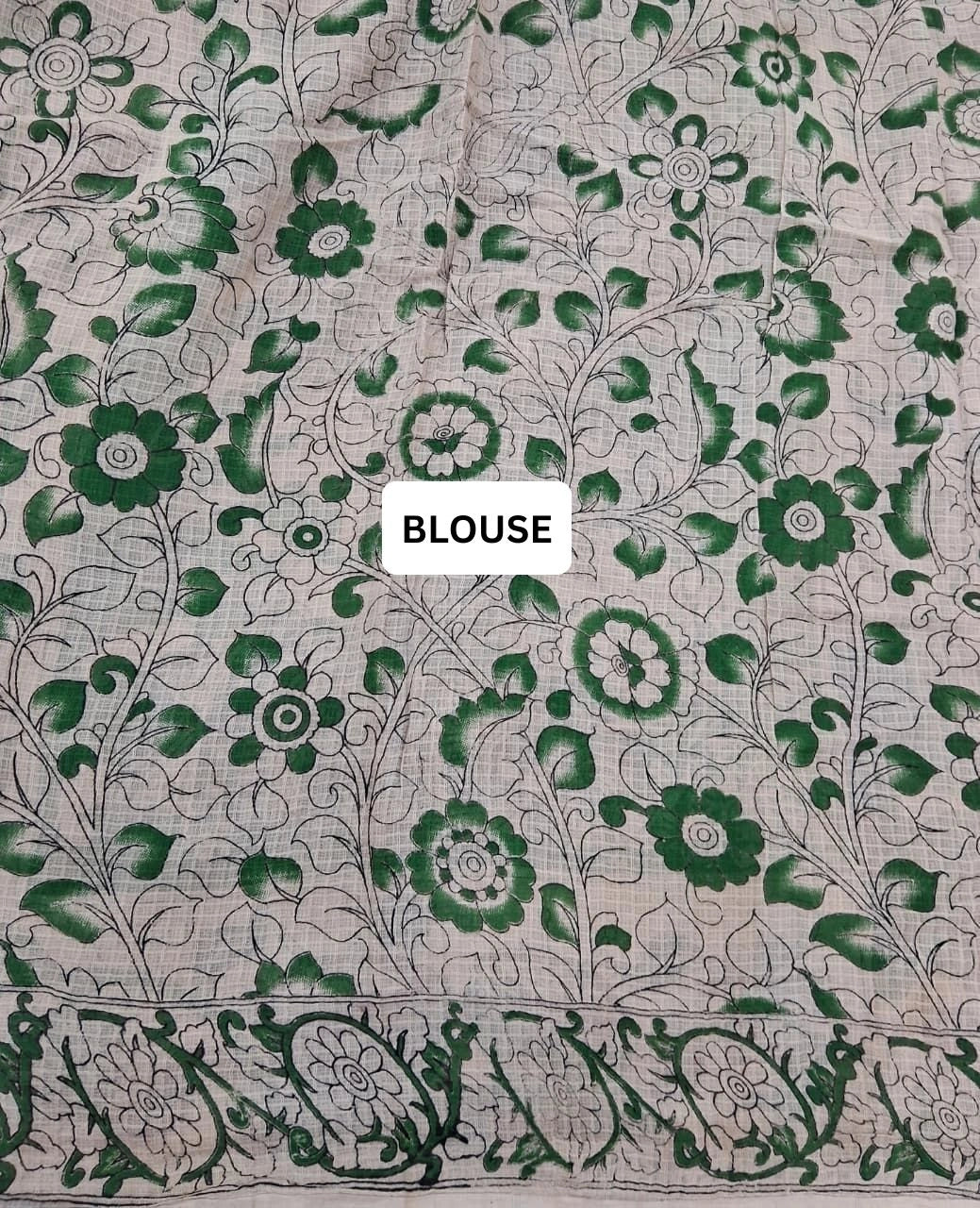 Chocolate Brown Kalamkari Kota Saree blouse