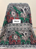 Soft Beige Printed Kalamkari Kota Saree pallu