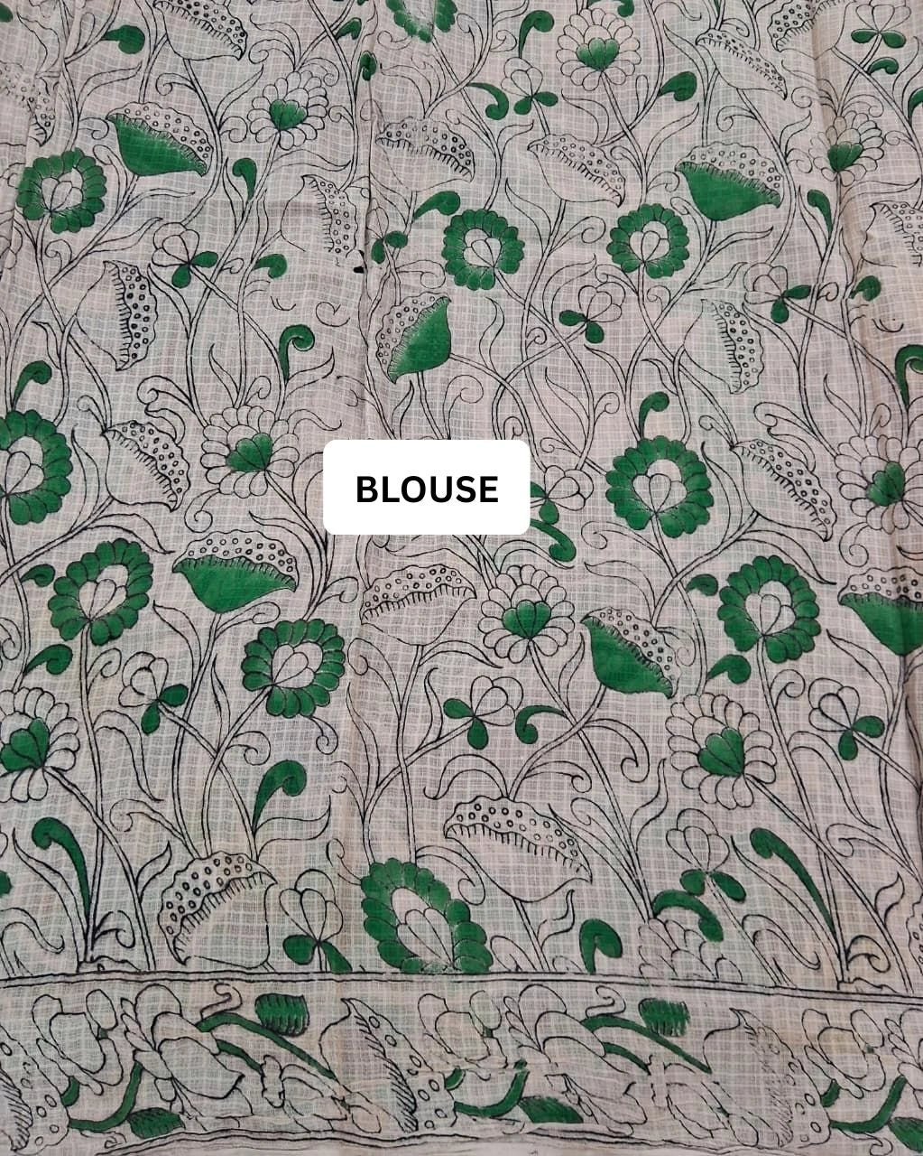 Radiant Red Kalamkari Kota Saree blouse