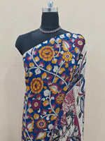 Classic Navy Blue Kalamkari Kota Saree  