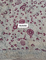 Classic Navy Blue Kalamkari Kota Saree blouse