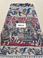 Classic Navy Blue Kalamkari Kota Saree pallu