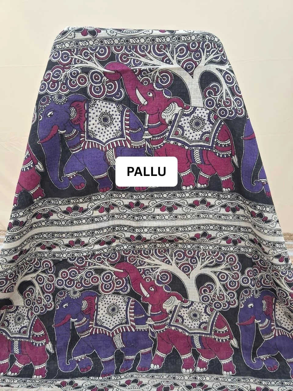 Blue Kalamkari Kota Saree pallu
