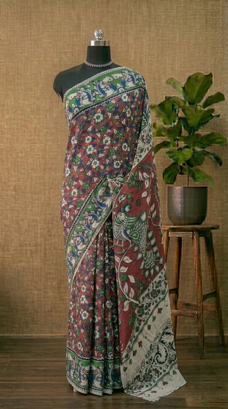 Brick Red Kota Saree