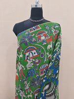 Bright Green Kalamkari Kota Traditional Saree   