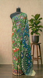 Bright Green Kalamkari Kota Traditional Saree
