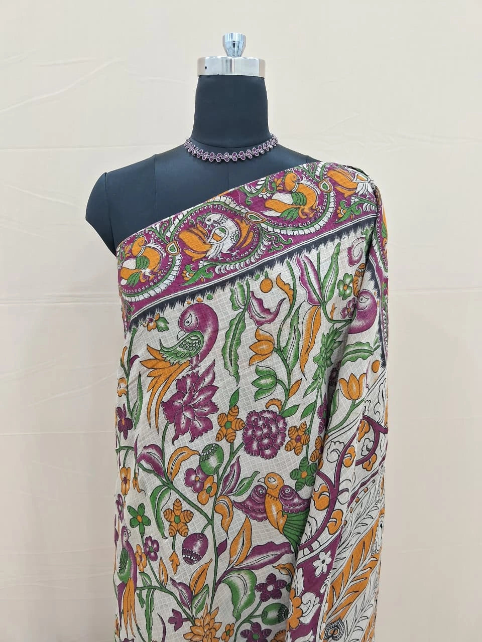 Elegant Beige Kalamkari Kota Saree  