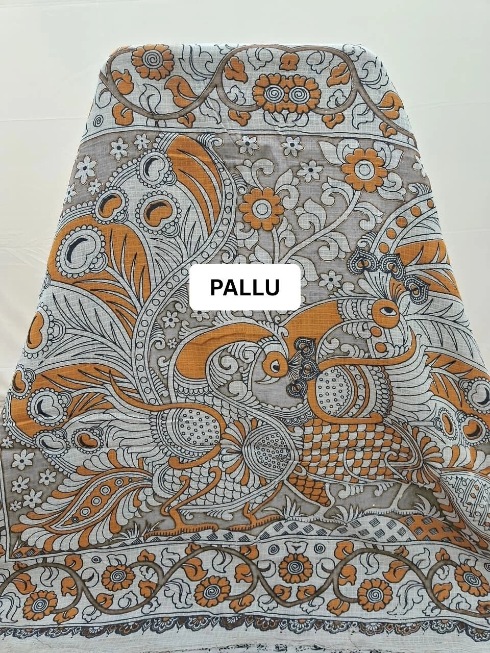 Elegant Beige Kalamkari Kota Saree pallu