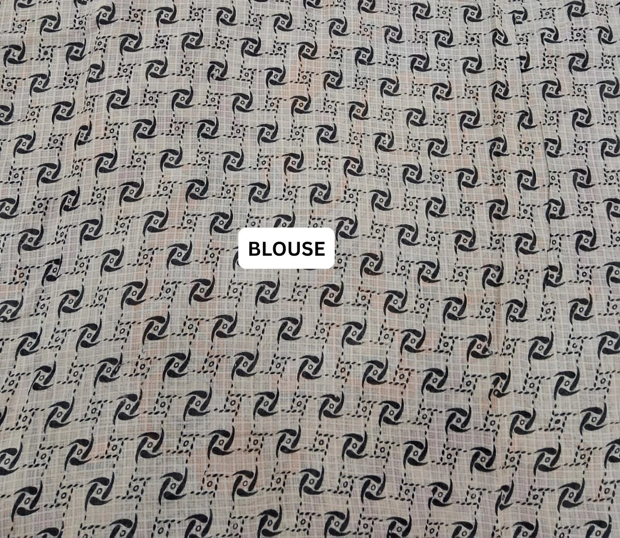 Elegant Beige Kalamkari Kota Saree blouse