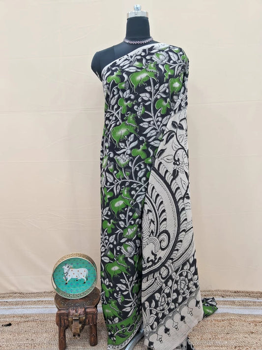 Grateful Black Kalamkari Kota Saree