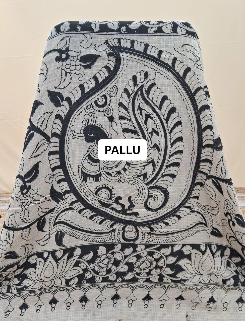 Graceful Black Kalamkari Kota Sareepallu