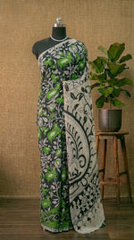 Graceful Black Kalamkari Kota Saree