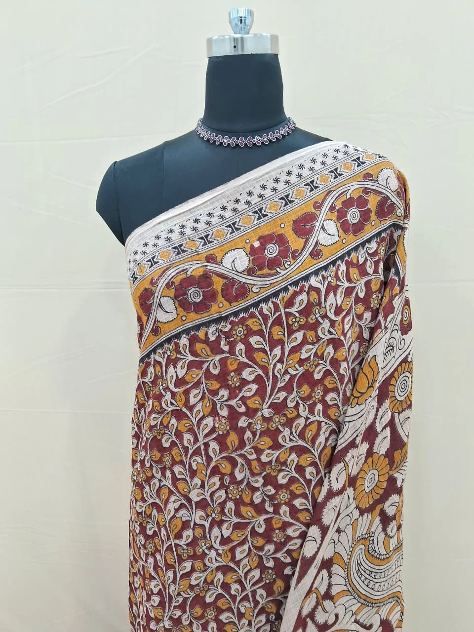Brick Red Kalamkari Kota Festive