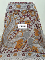 Brick Red Kalamkari Kota Festive Saree pallu