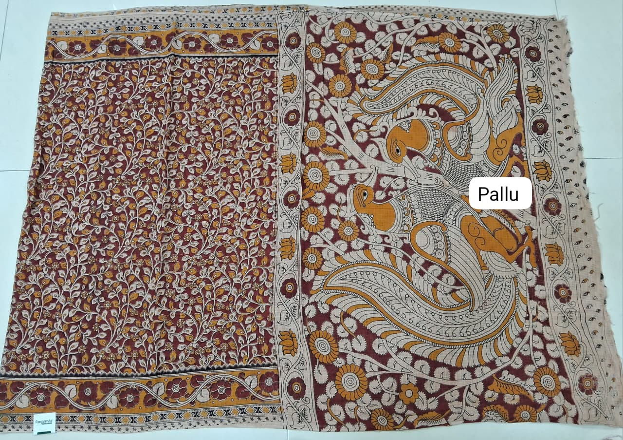 Brick Red Kota Saree Pallu