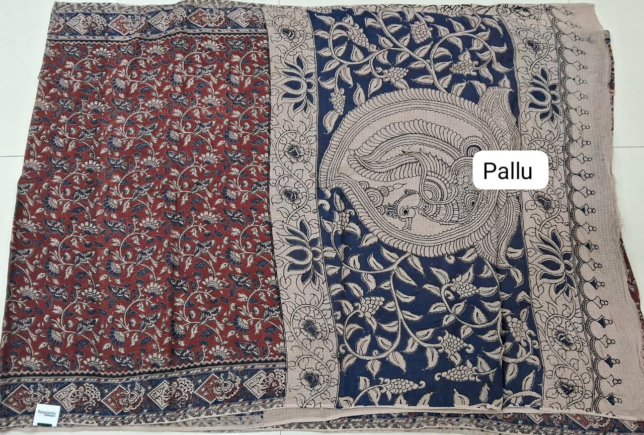 Rust Red Kota Saree Pallu
