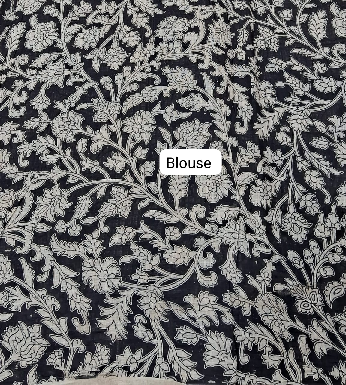 Rust Red Floral Printed Kota Saree Blouse