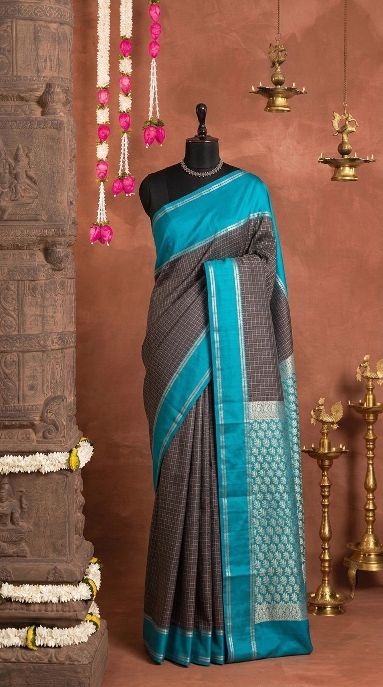 Dark Brown Pure Kanchi Pattu Saree