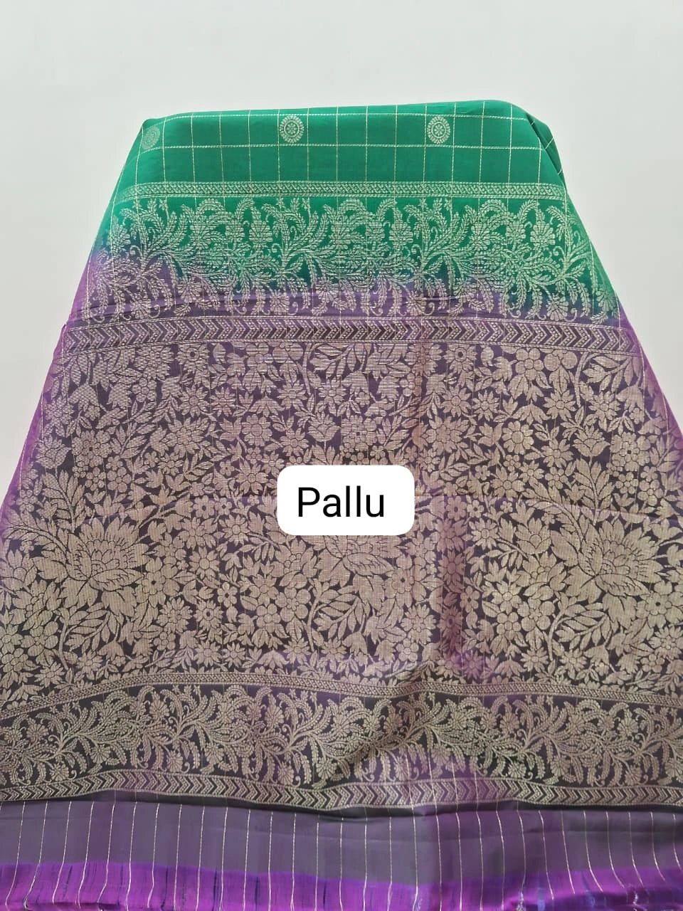 Green Pure Kanchi Pattu Saree pallu