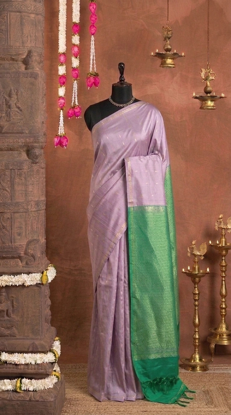 Light Lavender Pure Kanchi Pattu Saree 