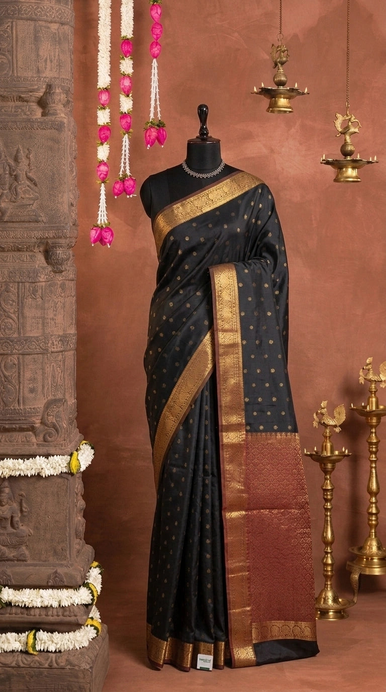 Black Pure Kanchi Pattu Saree 