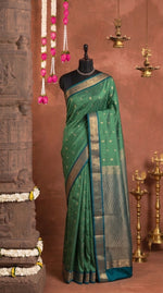Dark Seafoam Green Pure Kanchi Pattu Saree 