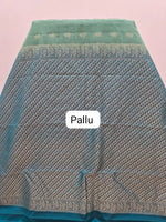 Dark Seafoam Green Pure Kanchi Pattu Saree pallu