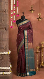 Chocolate Brown Pure Kanchi Pattu Saree 