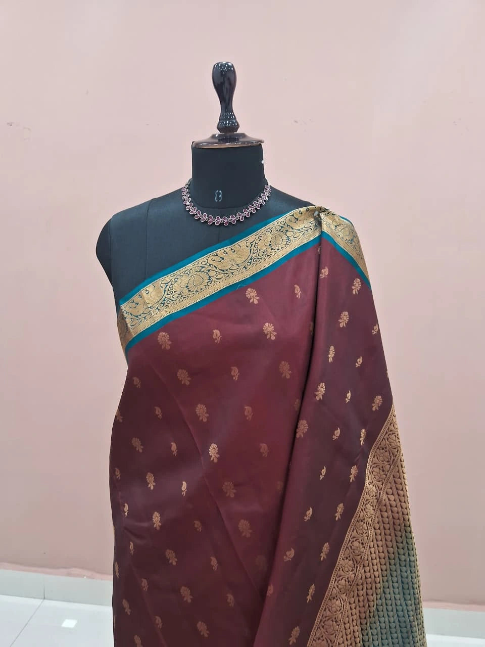 Chocolate Brown Pure Kanchi Pattu Saree 1