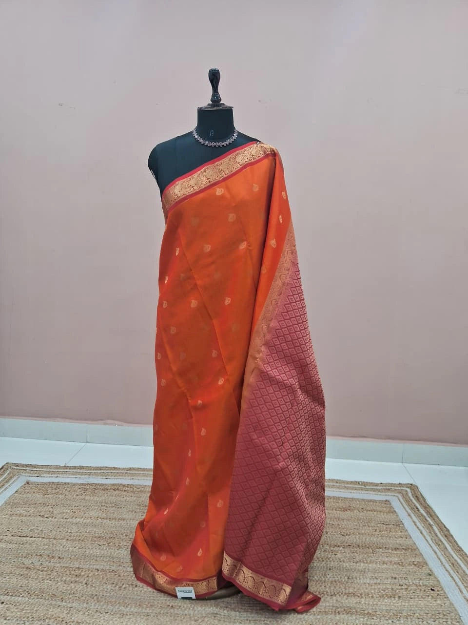 Orange Pure Kanchi Pattu Saree 