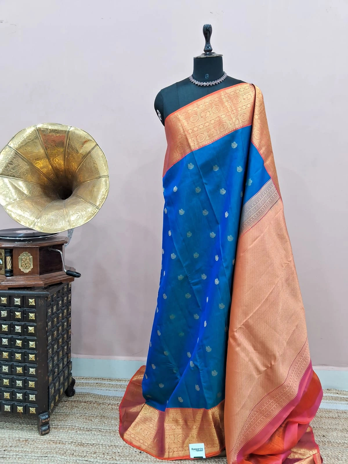 Royal Blue Pure Kanchi Pattu Saree 