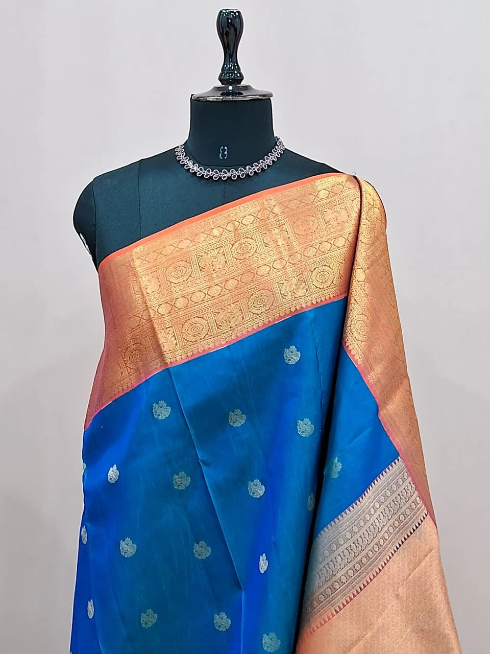 Royal Blue Pure Kanchi Pattu Saree 1