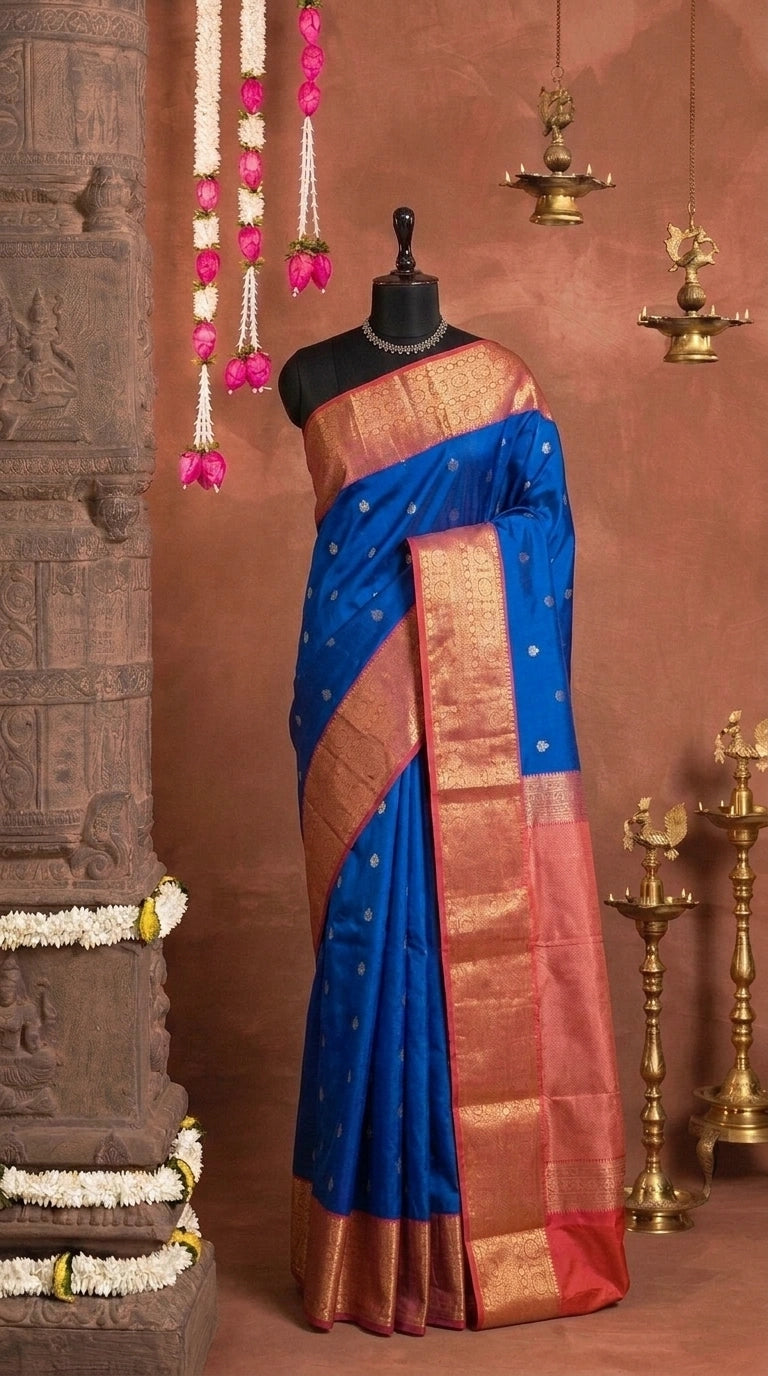 Royal Blue Pure Kanchi Pattu Saree 