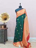 Bottle Green Pure Kanchi Pattu Saree