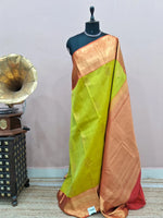Bright Green Pure Kanchi Pattu Saree 