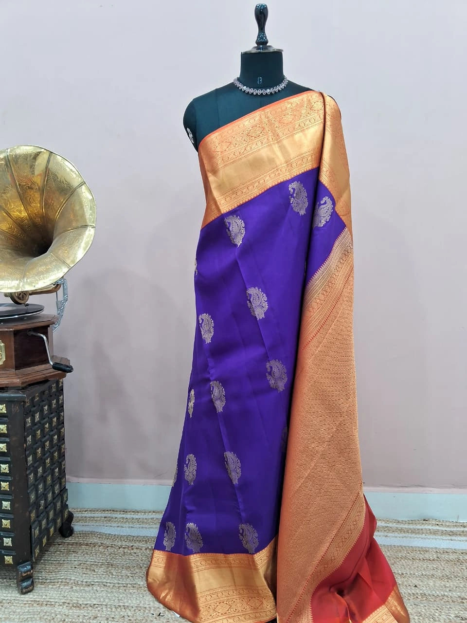 Navy Blue Pure Kanchi Pattu Saree 