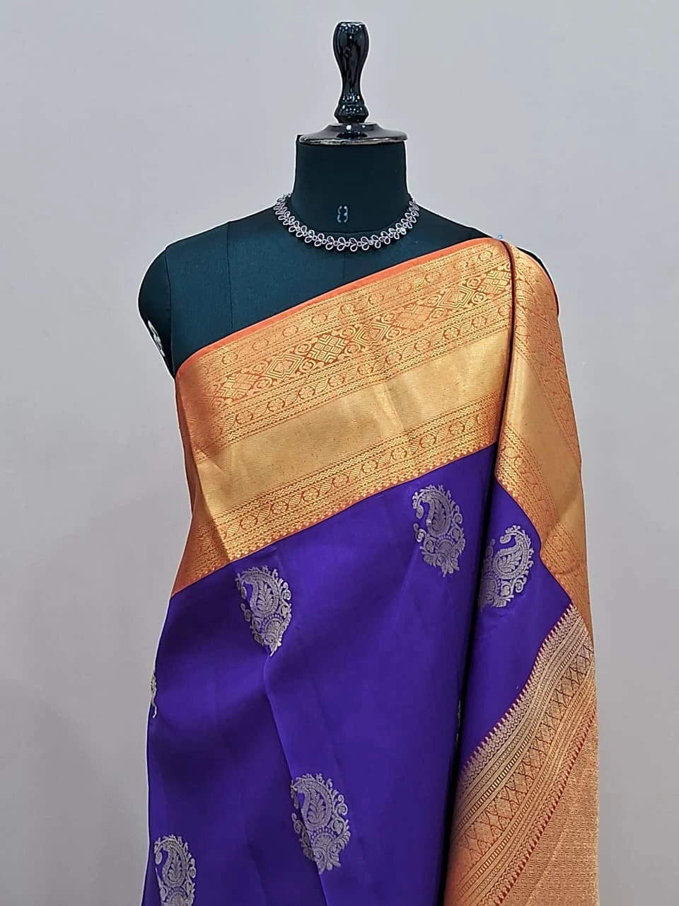Navy Blue Pure Kanchi Pattu Saree 