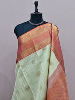 Off-White Pure Kanchi Pattu Saree 1