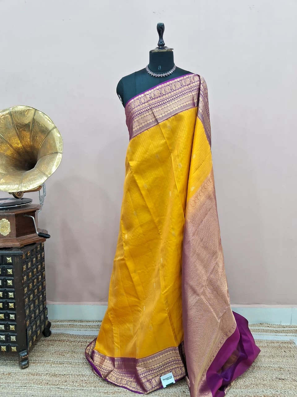 Yellow Pure Kanchi Pattu Saree