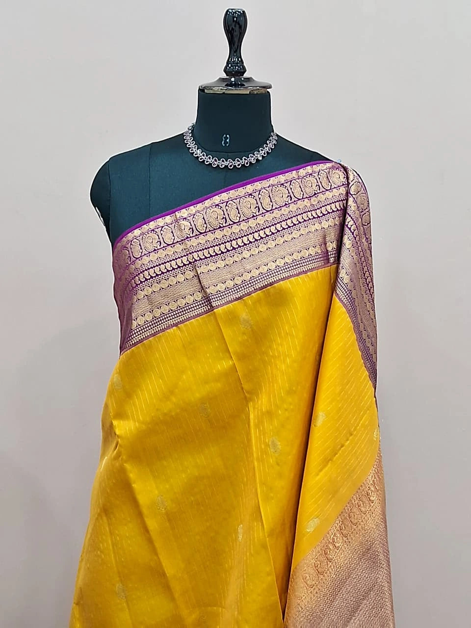 Yellow Pure Kanchi Pattu Saree 1
