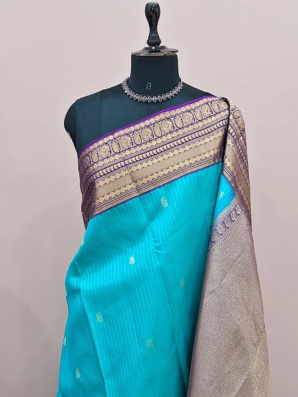 Sky Blue Pure Kanchi Pattu Saree  1