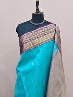 Sky Blue Pure Kanchi Pattu Saree  1