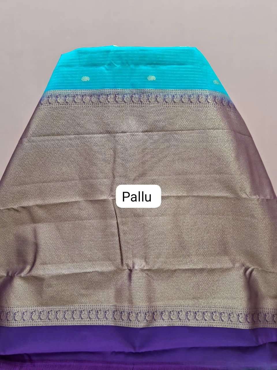 Sky Blue Pure Kanchi Pattu Saree Pallu