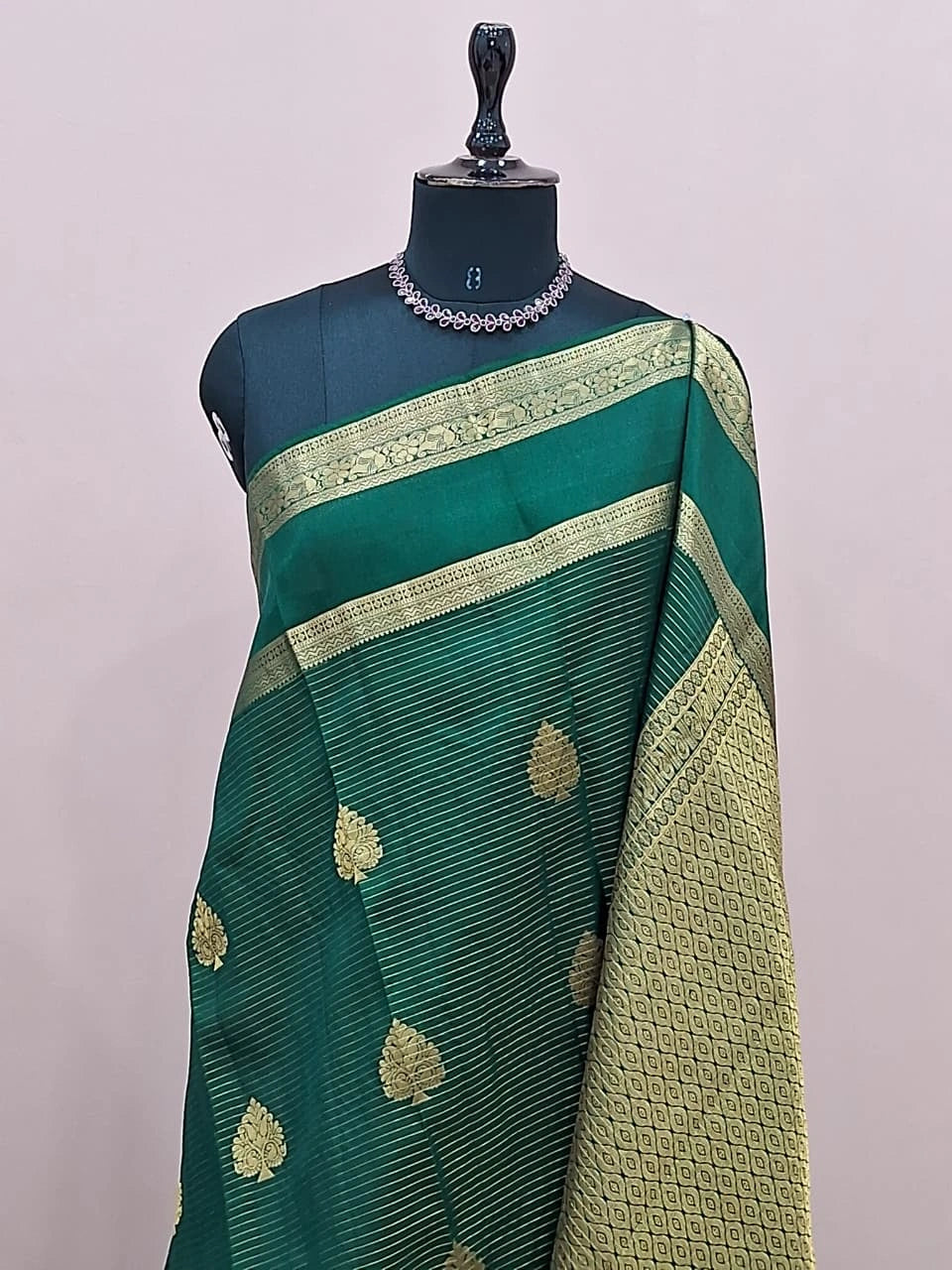 Green Pure Kanchi Pattu Saree 1