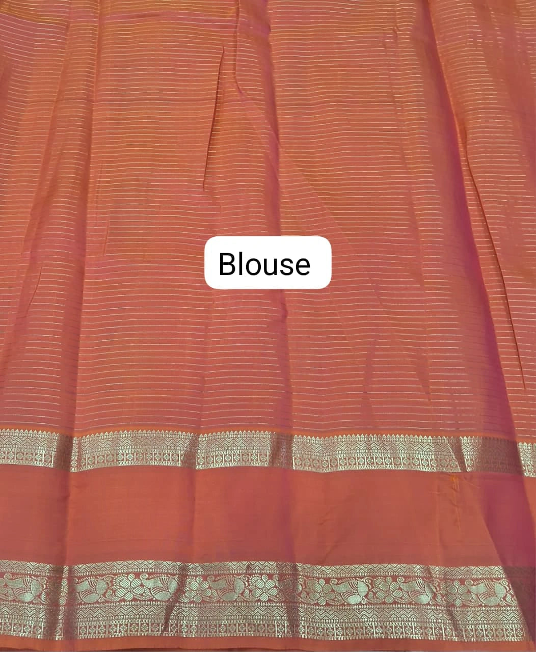 Dark Peach Pure Kanchi Pattu Saree Blouse
