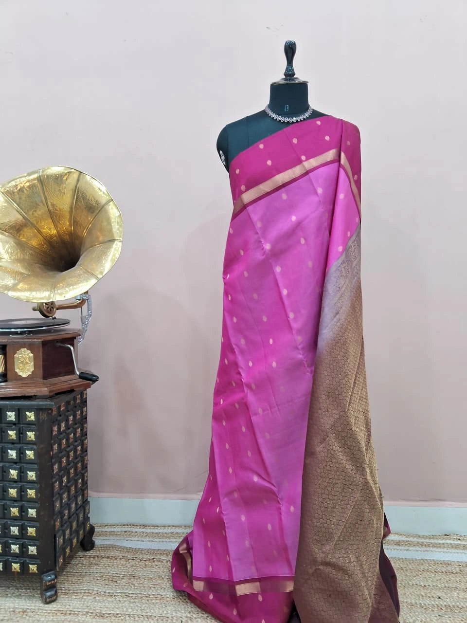 Pink Pure Kanchi Pattu Saree