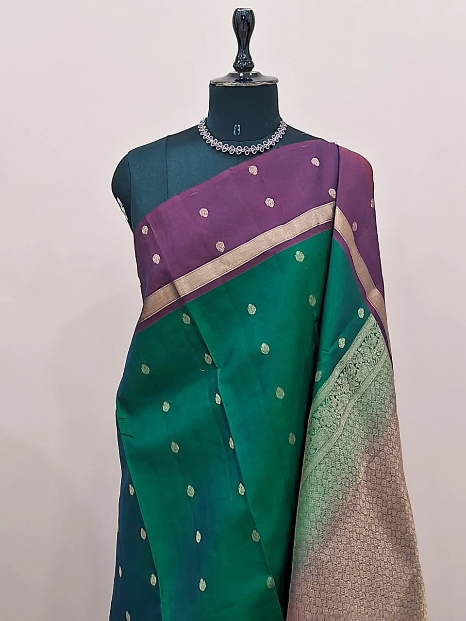 Bottle Green Pure Kanchi Pattu Saree