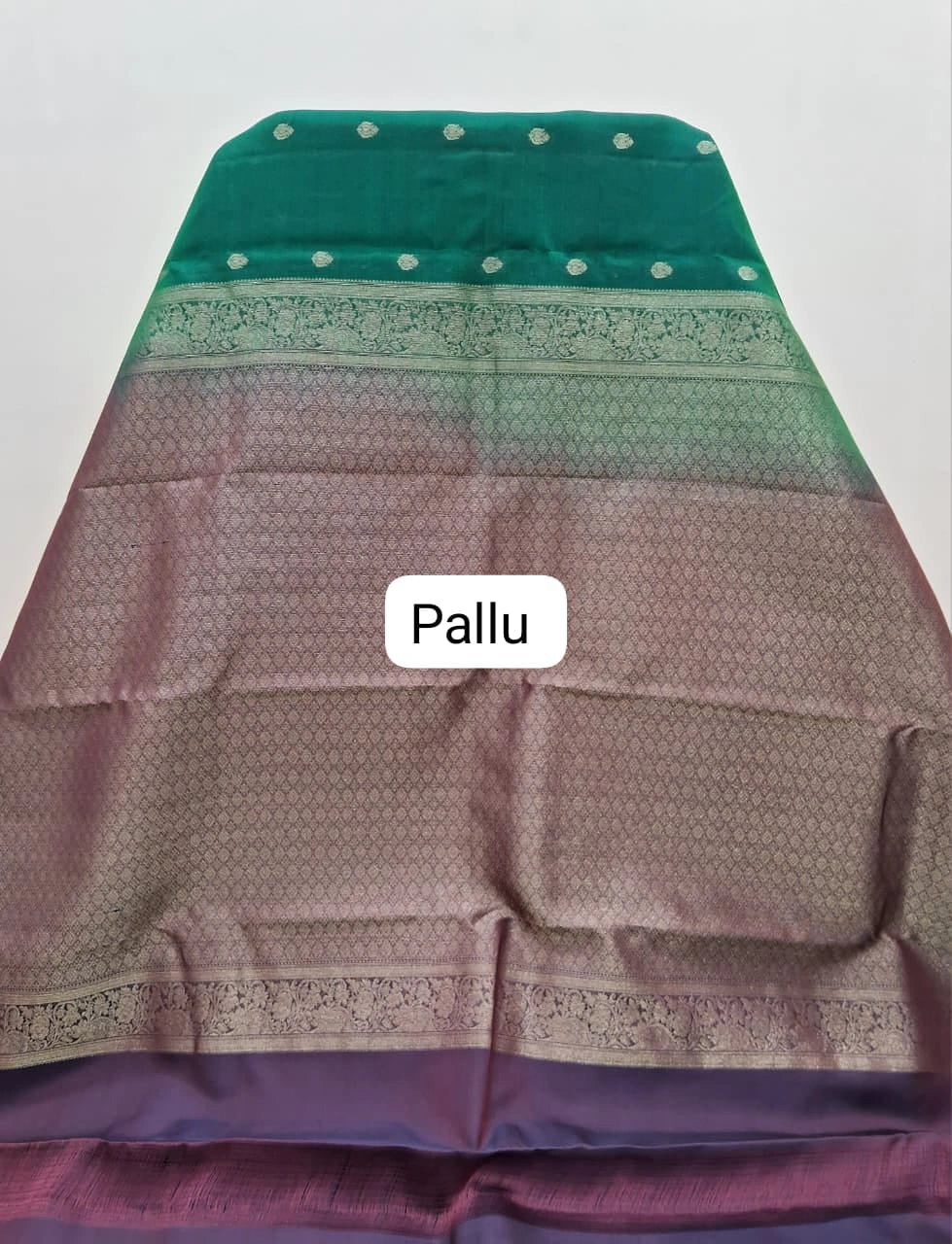 Bottle Green Pure Kanchi Pattu Saree pallu
