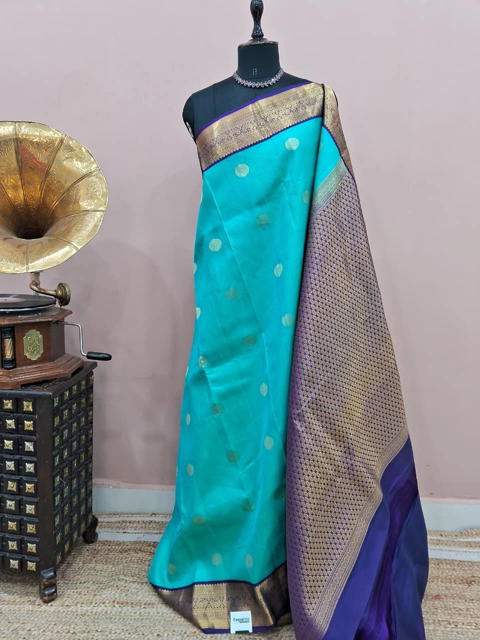 Aqua Blue Pure Kanchi Pattu Saree